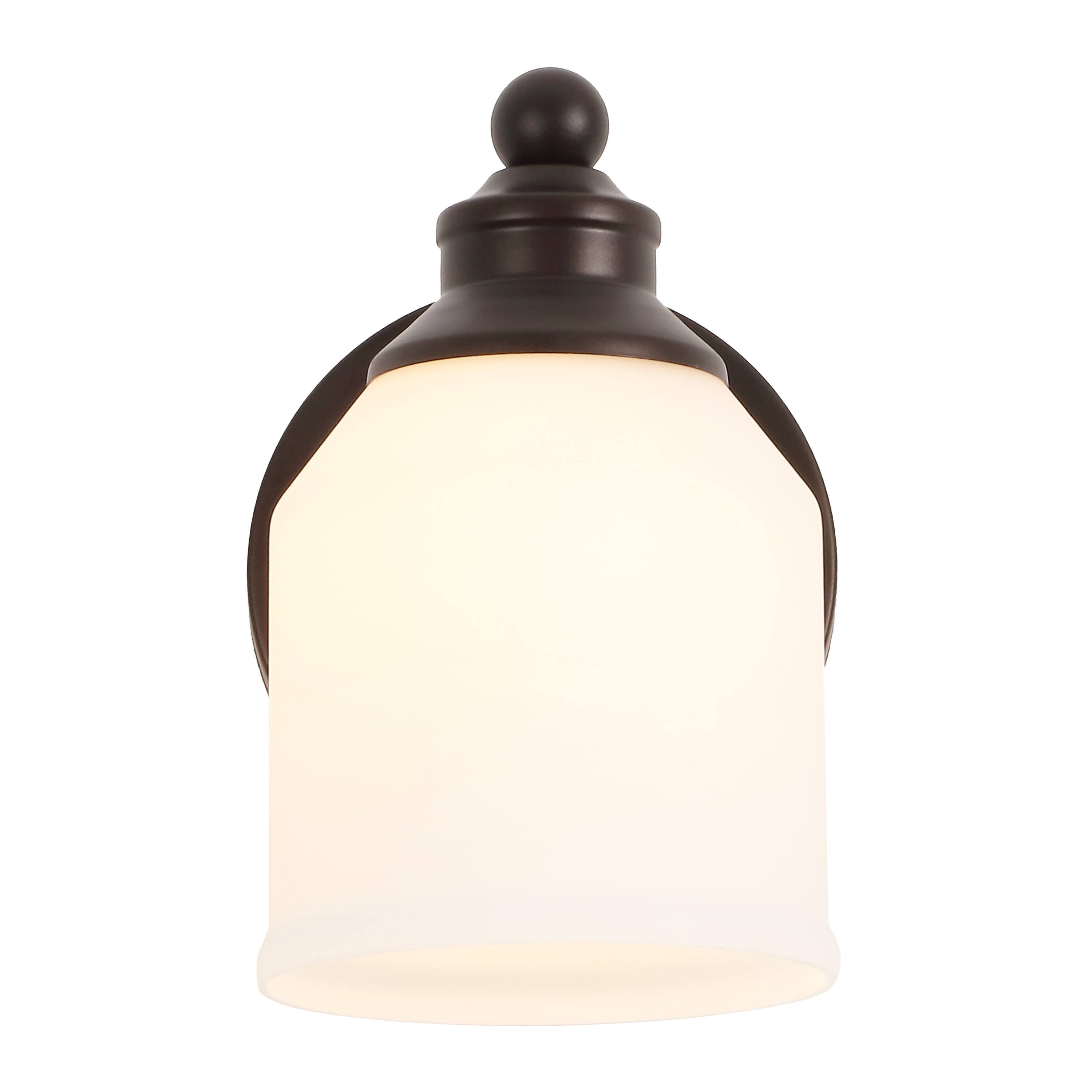 Alt View 8. Jonathan Y - Lydia 5.13" 1-Light Farmhouse Cottage Metal LED Vanity Light with Frosted Glass Shade, Oil Rubbed Bronze - Oil Rubbed Bronze.