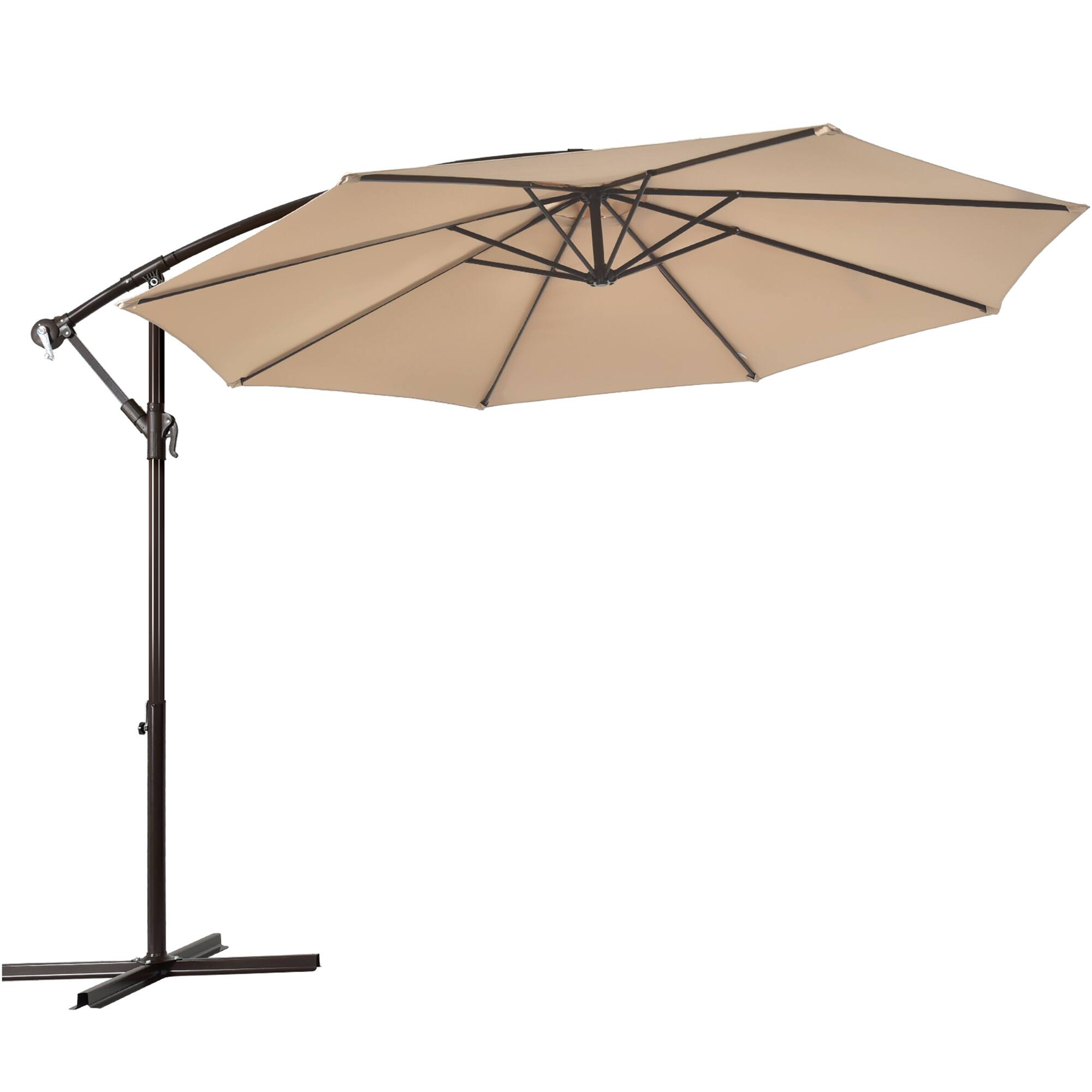 Alt View 1. Gymax - Gymax 10 ft Patio Cantilever Offset Umbrella Yard Garden Outdoor w/ 8 Ribs Beige - Beige.