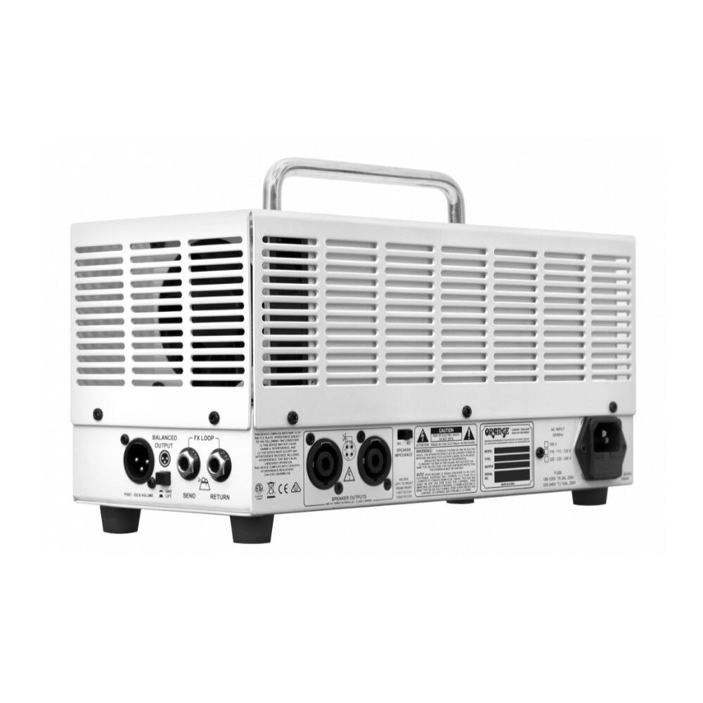 BALANCED OUTPUT  
FX LOOP  
SEND RETURN  
SPEAKER OUTPUTS  

CAUTION  
WARNING:  
DO NOT EXCEED THE MAXIMUM CONTINUOUS OUTPUT POWER RATING.  
DO NOT CONNECT THE SPEAKER OUTPUTS TO A SPEAKER WITH A LOWER IMPEDANCE THAN SPECIFIED.  

ORANGE  
MODEL: XXXX  
SERIAL NUMBER: XXXX  
DATE OF MANUFACTURE: XXXX  

CE  
FCC