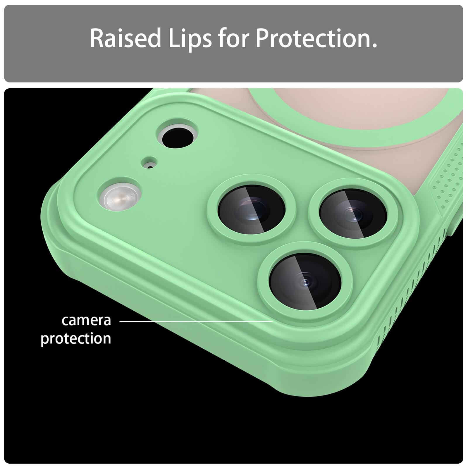 Raised Lips for Protection.  
camera protection