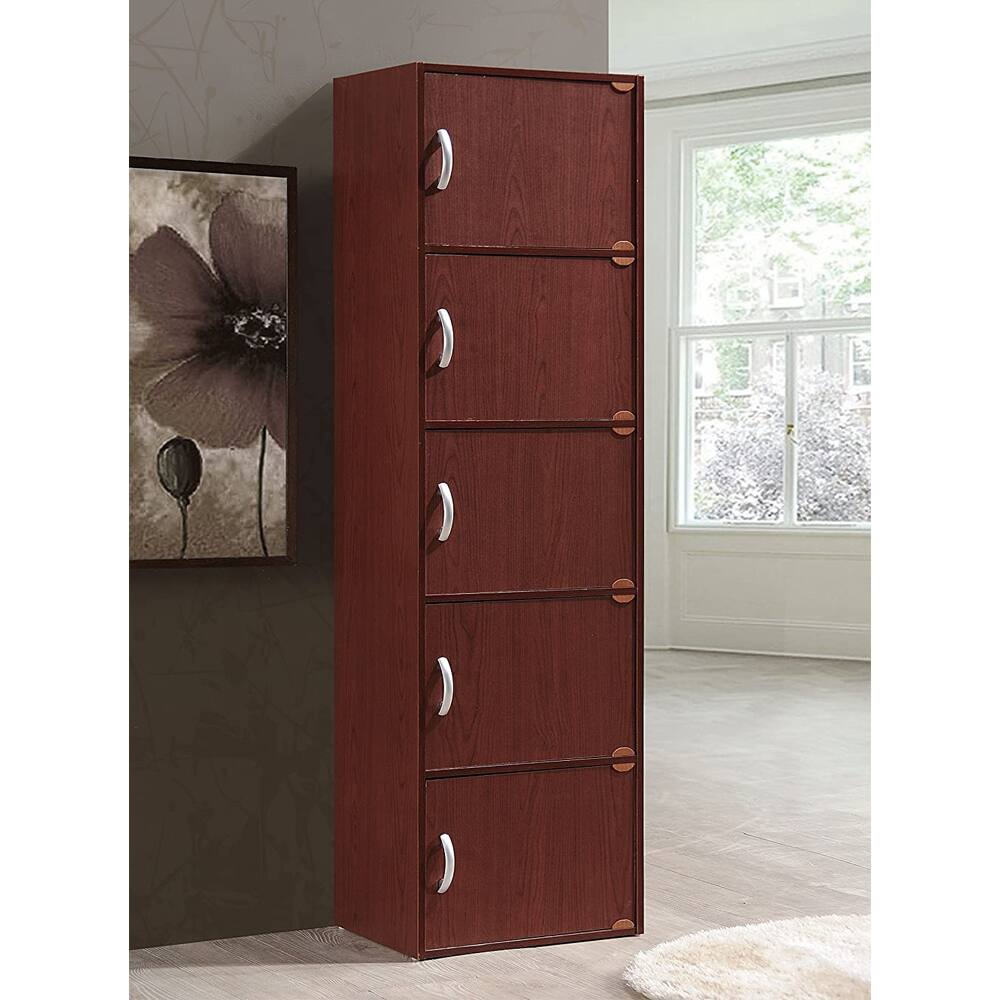 Alt View 10. Hodedah - Hodedah 5 Shelf Home and Office Enclosed Organization Storage Cabinet, Mahogany - Mahogany.