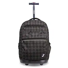 J World - Unisex Sundance 20" Rolling Backpack with Laptop Sleeve for School and Travel - ARGYLE BLACK