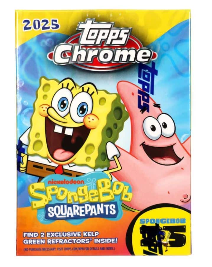 2025 Topps Chrome  
Nickelodeon SpongeBob SquarePants  
Find 2 Exclusive Kelp Green Refractors Inside!  
No Purchase Necessary. Visit Topps.com/NPN for Details and Entry.