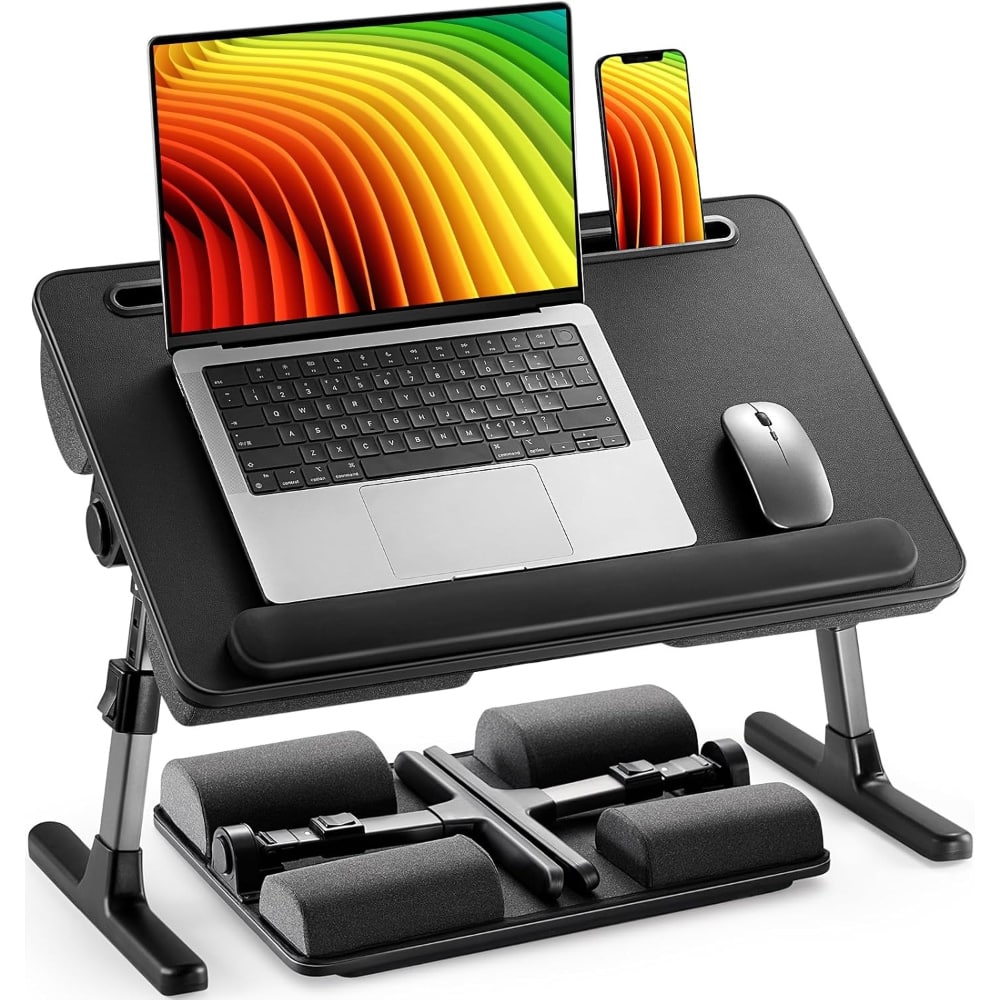 ZUQIETA - Multi-Surface Laptop Bed Desk - Foldable with Height & 35° Tilt Adjustment for Bed & Couch - Black