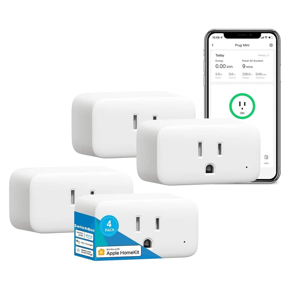 MOSZAR LLC - HomeKit Smart Plug Mini 15A, Energy Monitor, WiFi, Works with Alexa/Google, 4-Pack - White