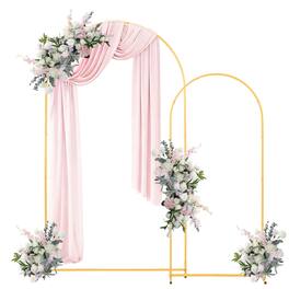 VEVOR - Arch Backdrop Stand, Set of 2, 7.2 ft and 6 ft, Stable Structure, Easy Assembly, Metal Arch Backdrop Stand - Gold