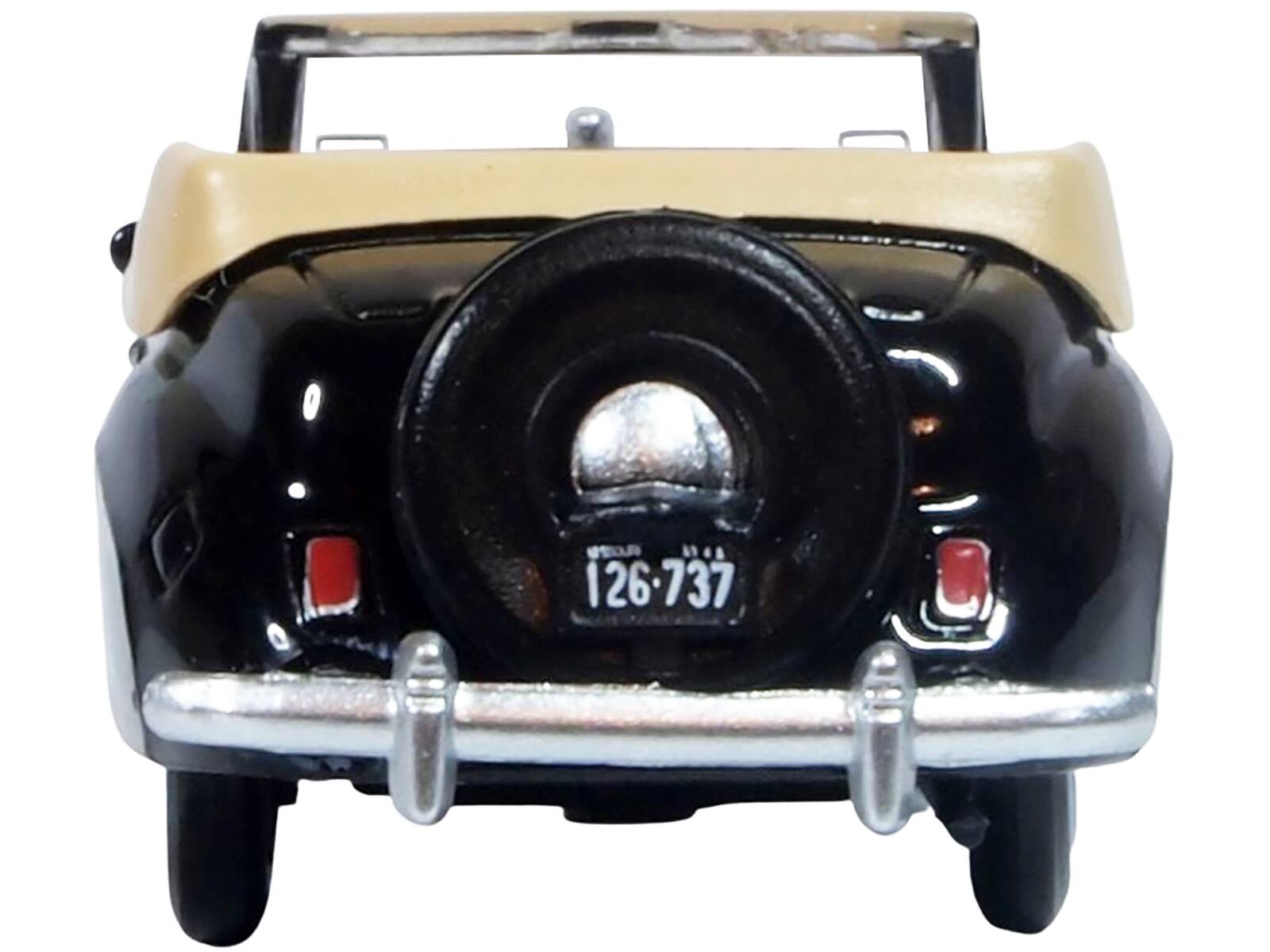 Left. Oxford Diecast - 1941 Lincoln Continental Convertible Black with Tan Interior 1/87 (HO) Scale Diecast Model Car by Oxford Diecast - Black with Tan.