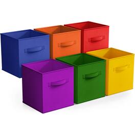 Sorbus - Foldable Storage Cubes - 6 Fabric Baskets for Organizing Pantry, Closet, Shelf, Nursery, Playroom, Toy Box, Cubby - Deep Rainbow