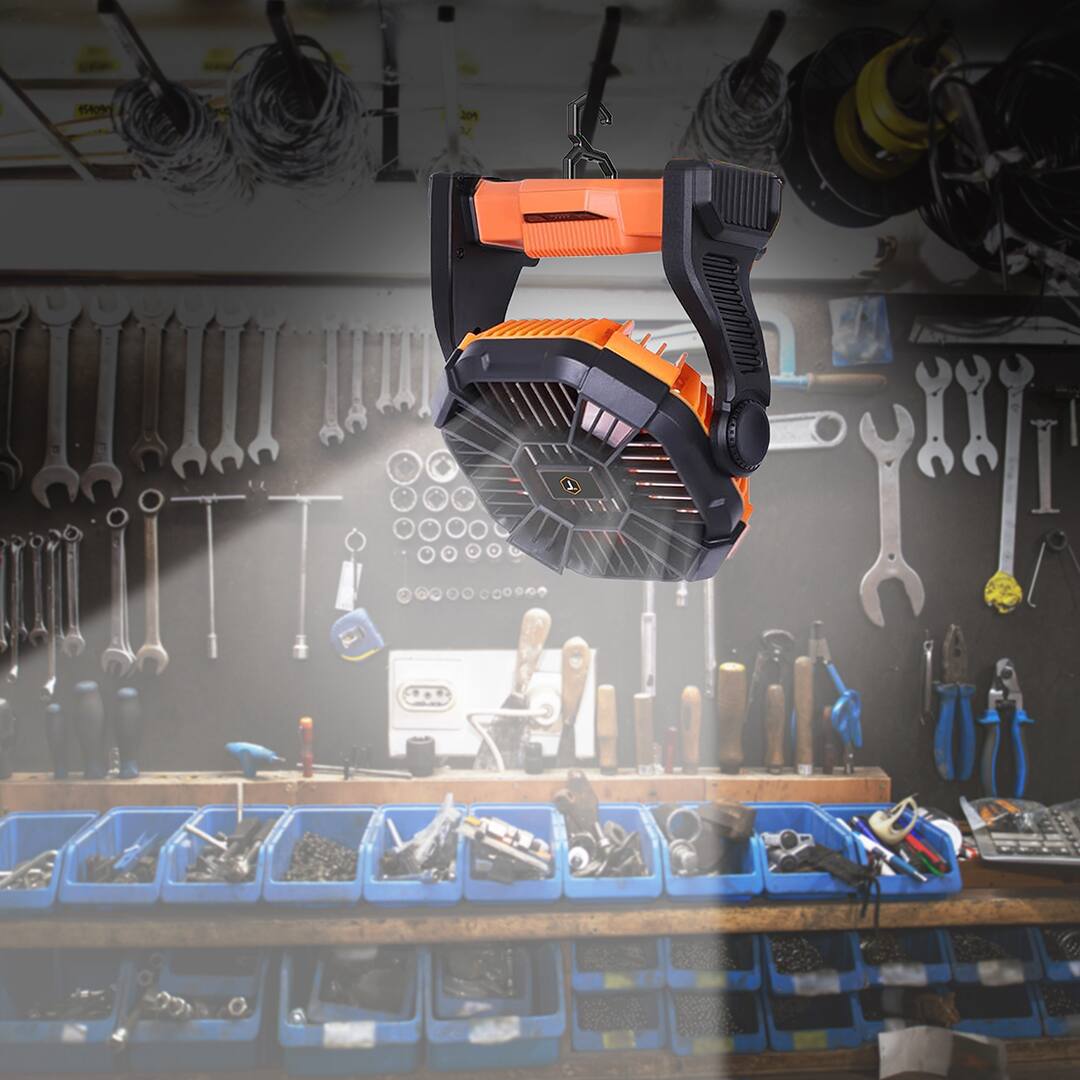 Alt View 1. ToughTested - ToughTested 4-Speed Rechargeable Fan with LED Light, USB Charger and Foldable Hook for Camping & Indoor Use - Black.