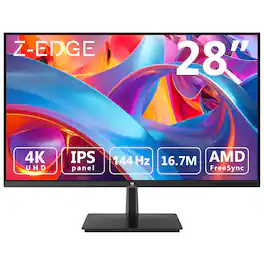 Z-Edge - U28I4K 28" Ultra HD 4K 3840 x 2160 144Hz 1ms IPS Gaming Monitor, HDMI x2, DP x2, FreeSync Compatible - Black