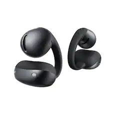 Front. Shokz - OpenDots Air Open-Ear Clip-On True Wireless Bluetooth Earbuds - Black.