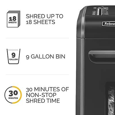 - Shred up to 18 sheets
- 9 gallon bin
- 30 minutes of non-stop shred time