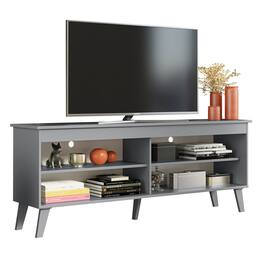 Madesa - TV Stand with 4 Open Shelves and Cable Management 59"L Media Storage Living Room and Bedroom - Gray