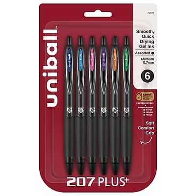 uni-ball - 207 Plus+ Retractable Gel Pens, Medium Point, 0.7mm, Assorted Inks, 6/Pack (70491) - Black price history on PriceWatchPro