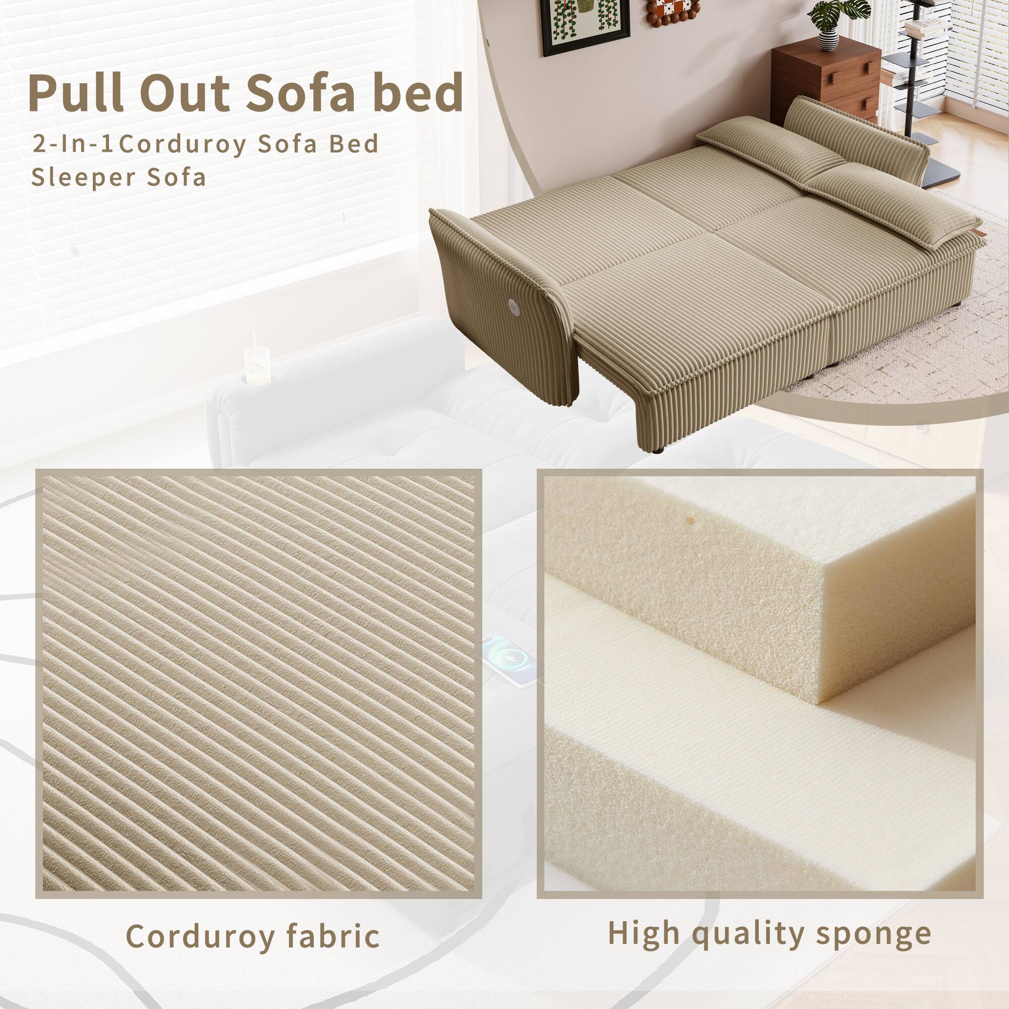 Pull Out Sofa bed  
2-In-1 Corduroy Sofa Bed Sleeper Sofa  

Corduroy fabric  
High quality sponge