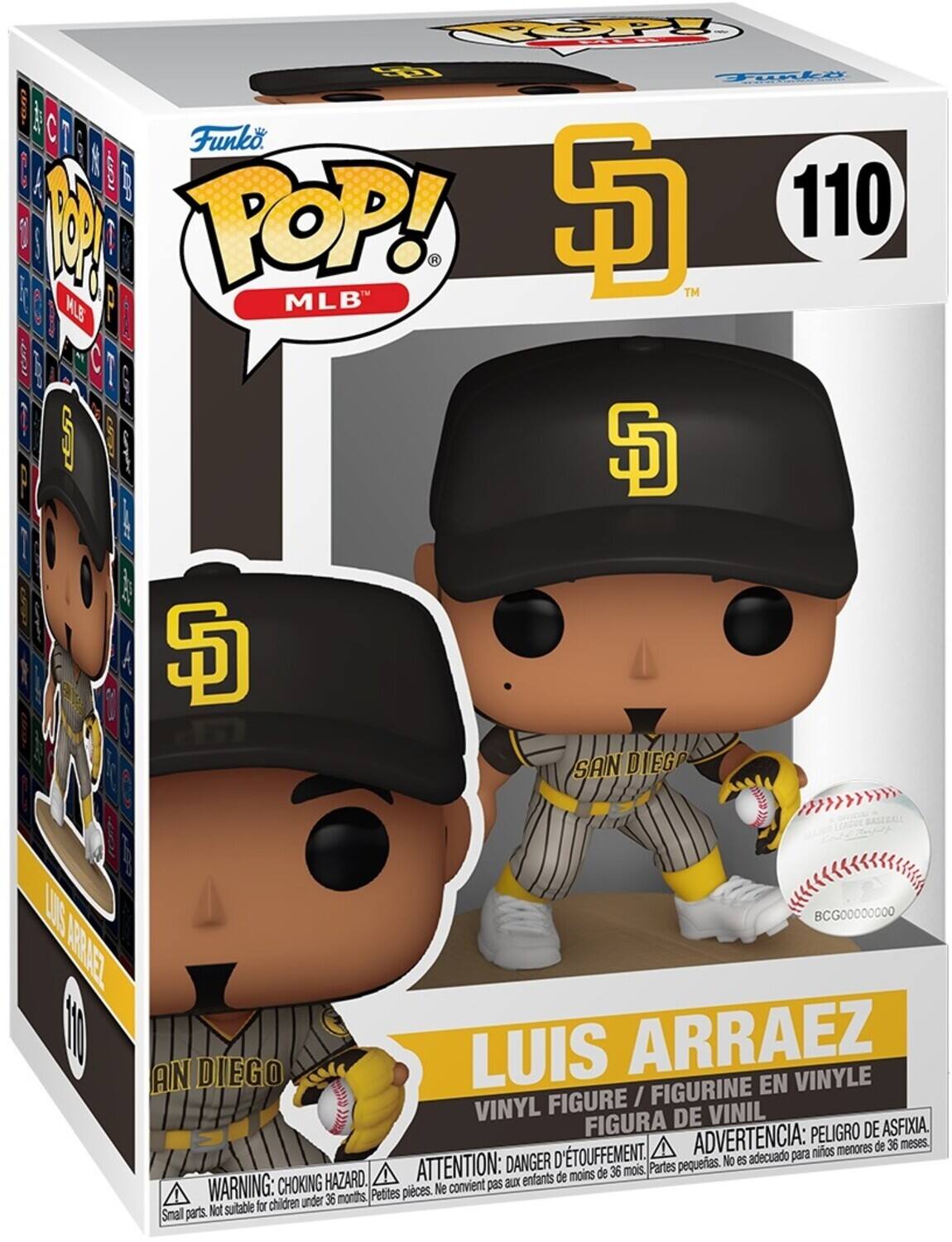 POP! MLB TM 110 Funko TM SD SAN DIEGO LUIS ARRAEZ FIGURINE EN VINYLE FIGURE / VINYL DE VINIL FIGURA PELIGRO DE ASFIXIA. D'TOUFFEMENT. ADVERTENCIA: para nios menores de 36 meses. DANGER pequeas. No es adecuado HAZARD. ATTENTION: auxx enfants de moins de 36 mois. Partes WARNING: CHOKING Petites pices. Ne convient pas for children under 36 months Snall parts. Not suitable