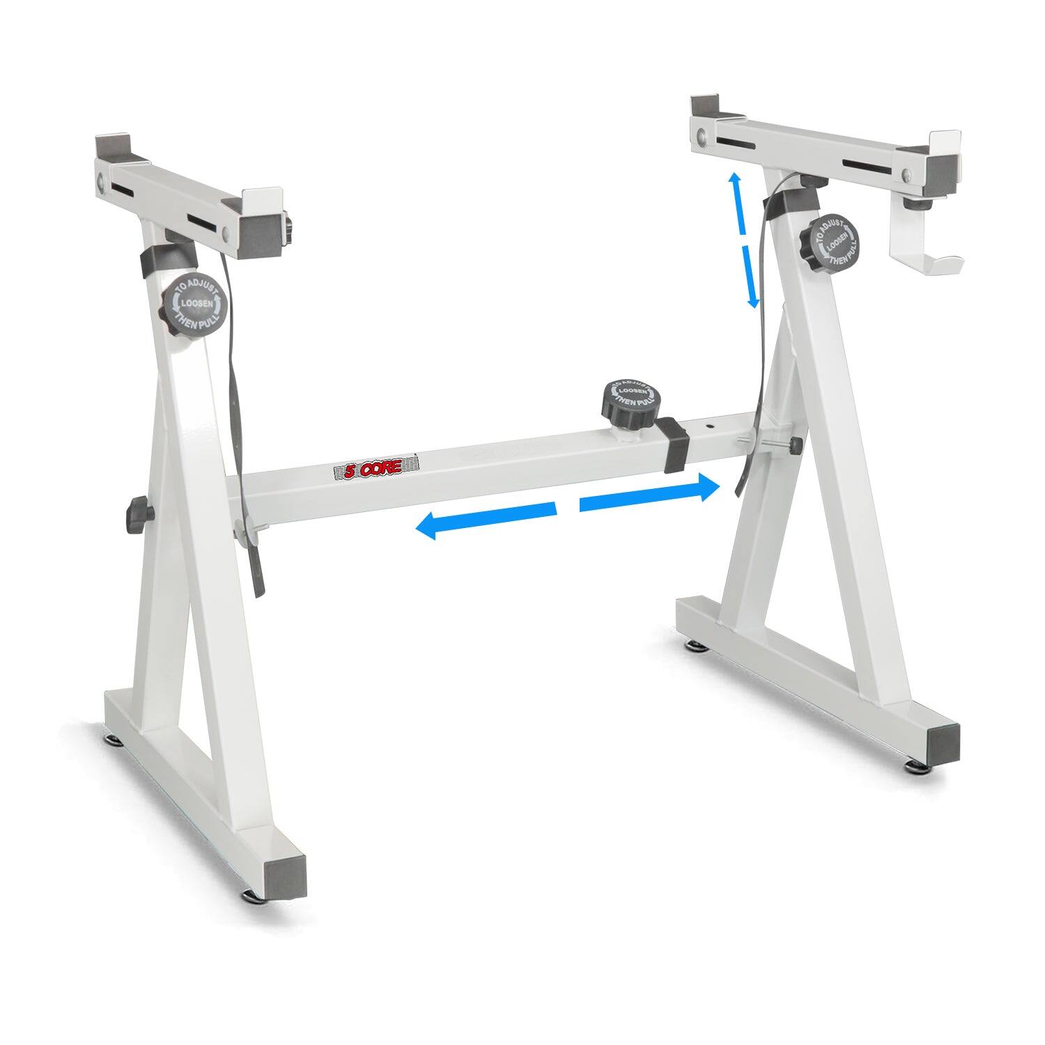 5 CORE - Keyboard Stand Z Shape Adjustable Foldable Heavy Duty Key Board Piano DJ Controller Stands - White