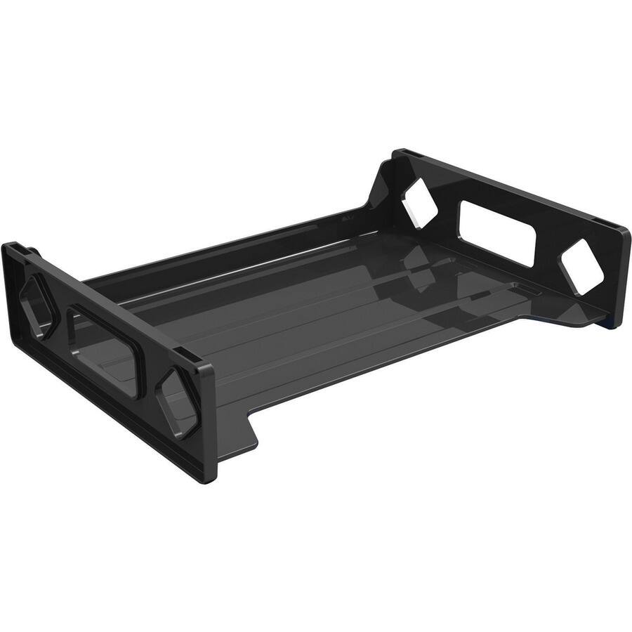 Left. Deflecto - Deflecto Sustainable Office Stackable Desk Tray 2.75" Height x 16.13" Width x 9" Depth - Black.
