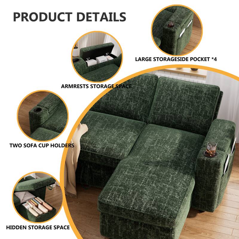 PRODUCT DETAILS

- LARGE STORAGESIDE POCKET *4
- ARMRESTS STORAGE SPACE
- TWO SOFA CUP HOLDERS
- HIDDEN STORAGE SPACE