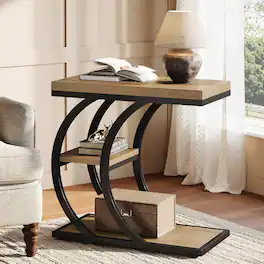Tribesigns - End Table with Engineered Wood Construction, Wood Grain Finish and Space-Saving Design for Living Room - Natural