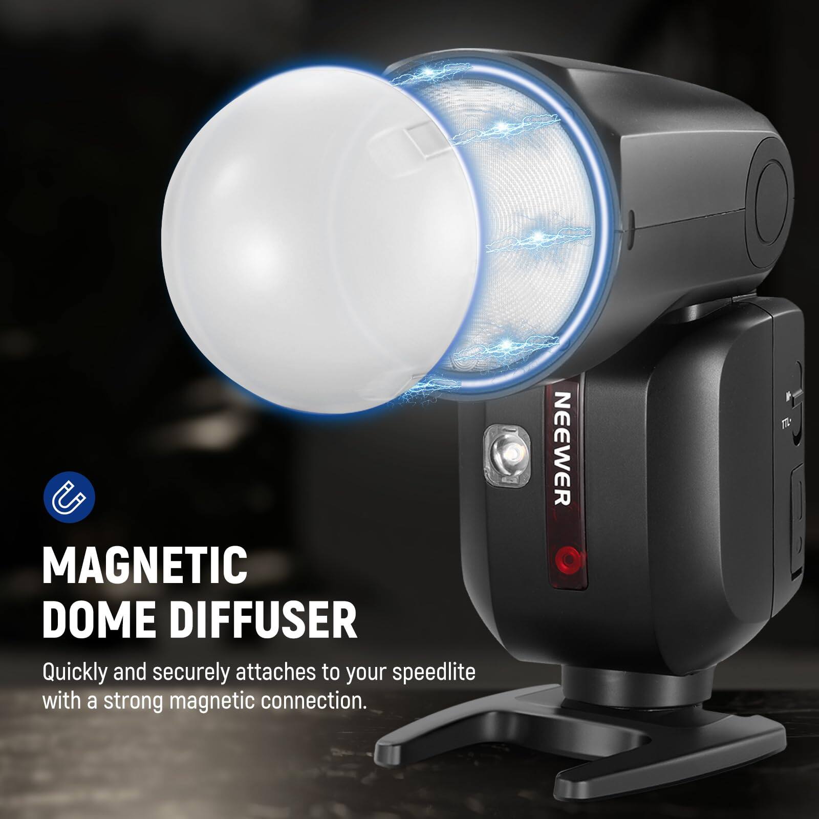 MAGNETIC DOME DIFFUSER  
Quickly and securely attaches to your speedlite with a strong magnetic connection.