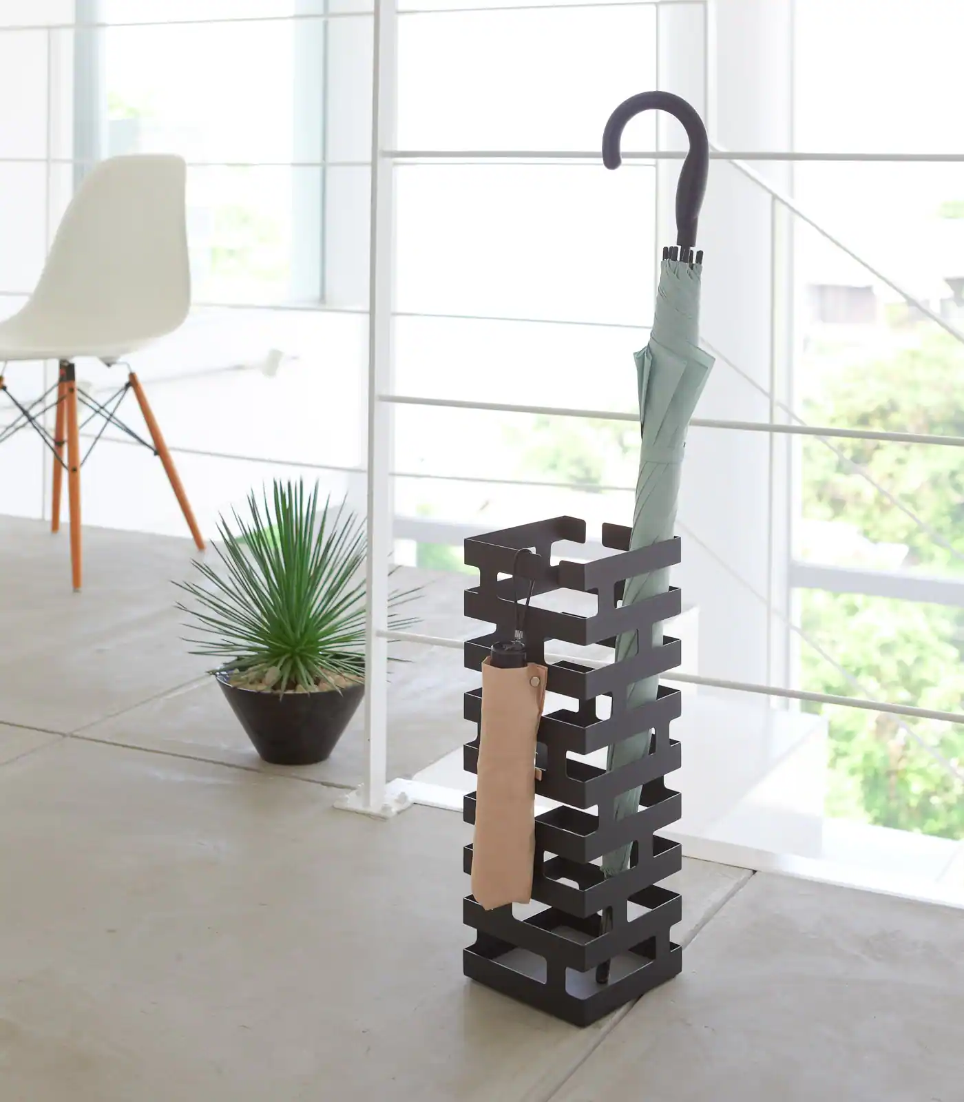 Alt View 4. Yamazaki Home - Umbrella Stand - Square - Steel - White.