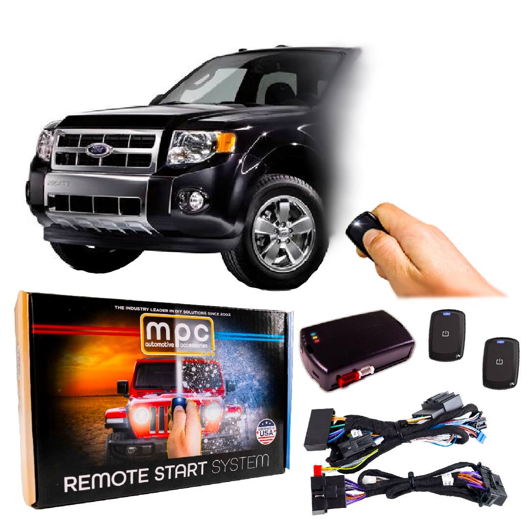 MPC - 1-Button Remote Start Kit For 2008-2012 Ford Escape - Key-to-Start - T-Harness - Black