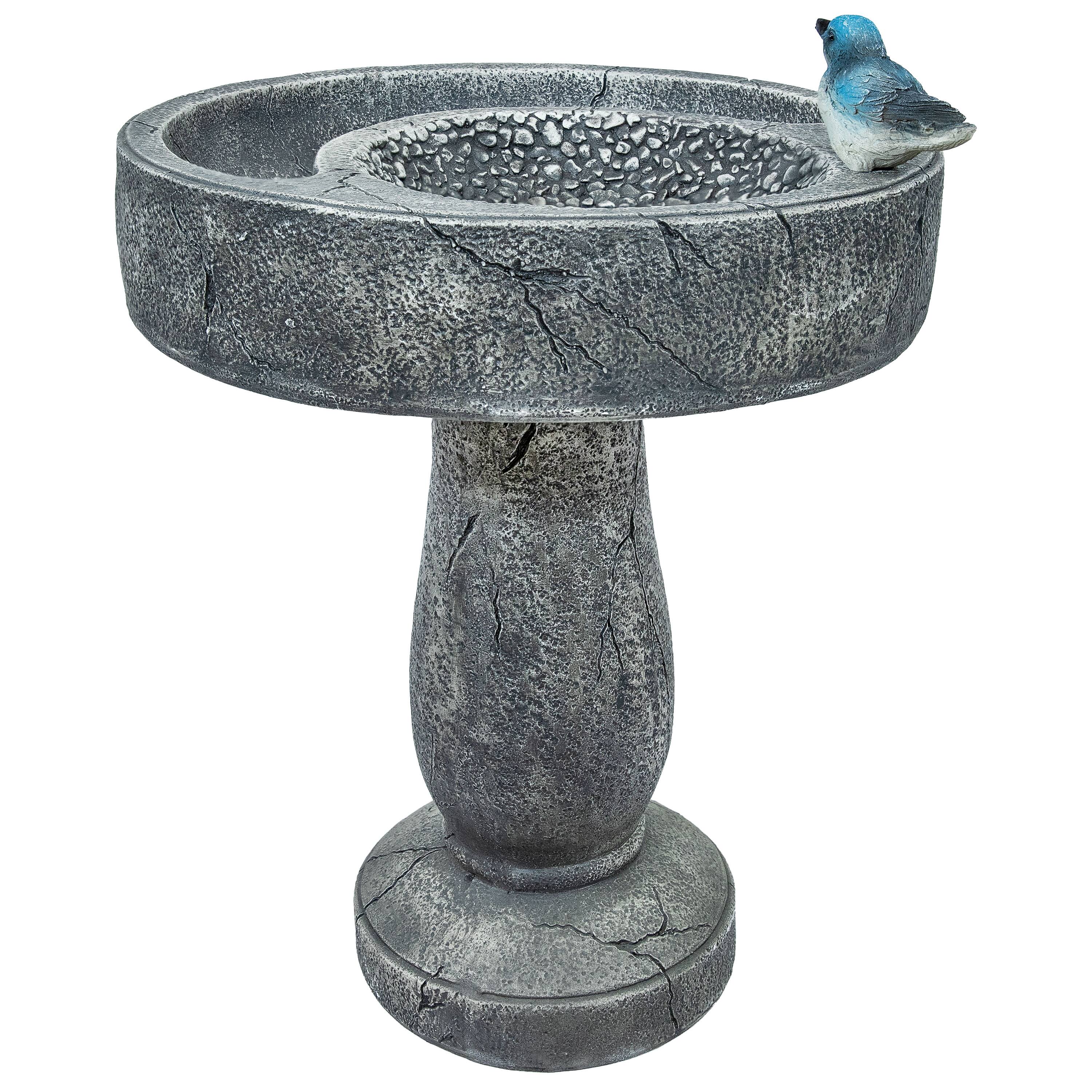 Alt View 10. Sunnydaze - Bird Bath with Birdseed Feeder Compartment - 29" - Gray.