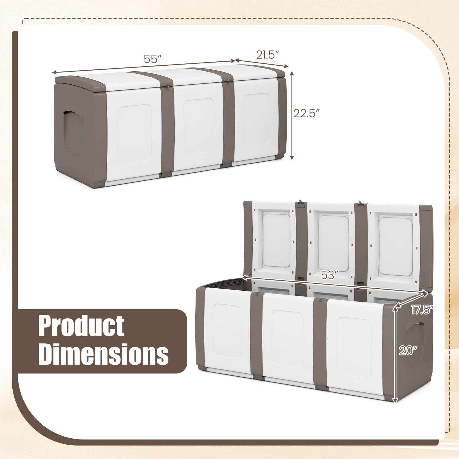Product Dimensions

55" x 21.5" x 22.5"

53" x 17.5" x 20"