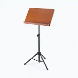 On Stage Stands - On-Stage SM7312W Conductor Music Stand with Wide Wooden Bookplate - Black