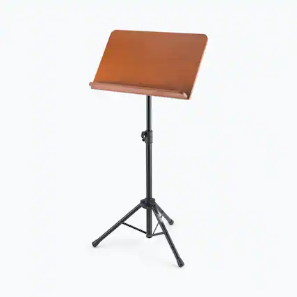 Front. On Stage Stands - On-Stage SM7312W Conductor Music Stand with Wide Wooden Bookplate - Black.