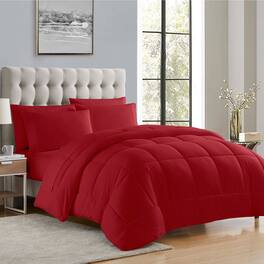Sweet Home Collection - All Season Reversible Bed-in-A-Bag Solid Color Comforter & Sheet Set, King - Red