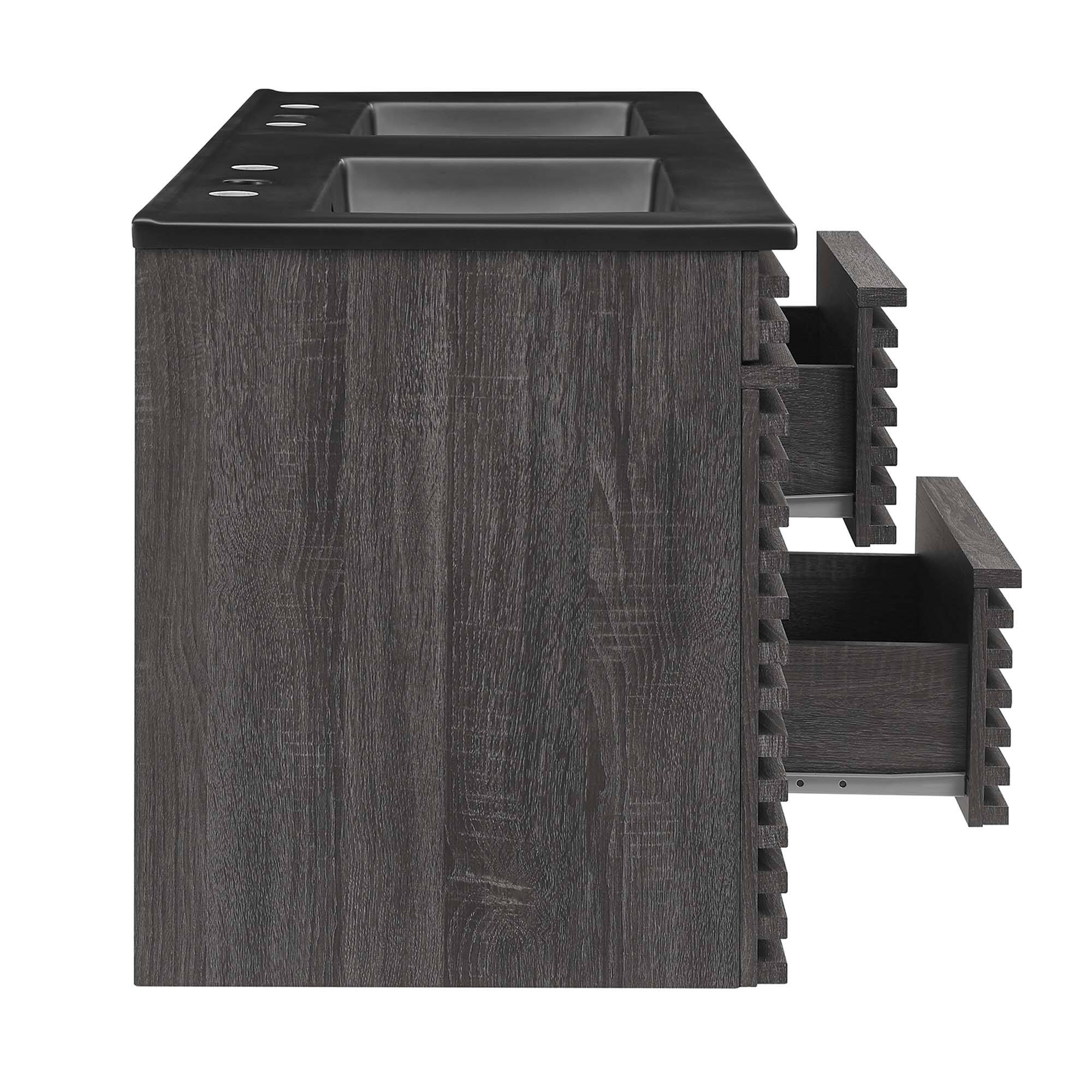 Alt View 4. Modway - Render 48" Wall-Mount Bathroom Vanity Basin Included by Modway - Charcoal Black.
