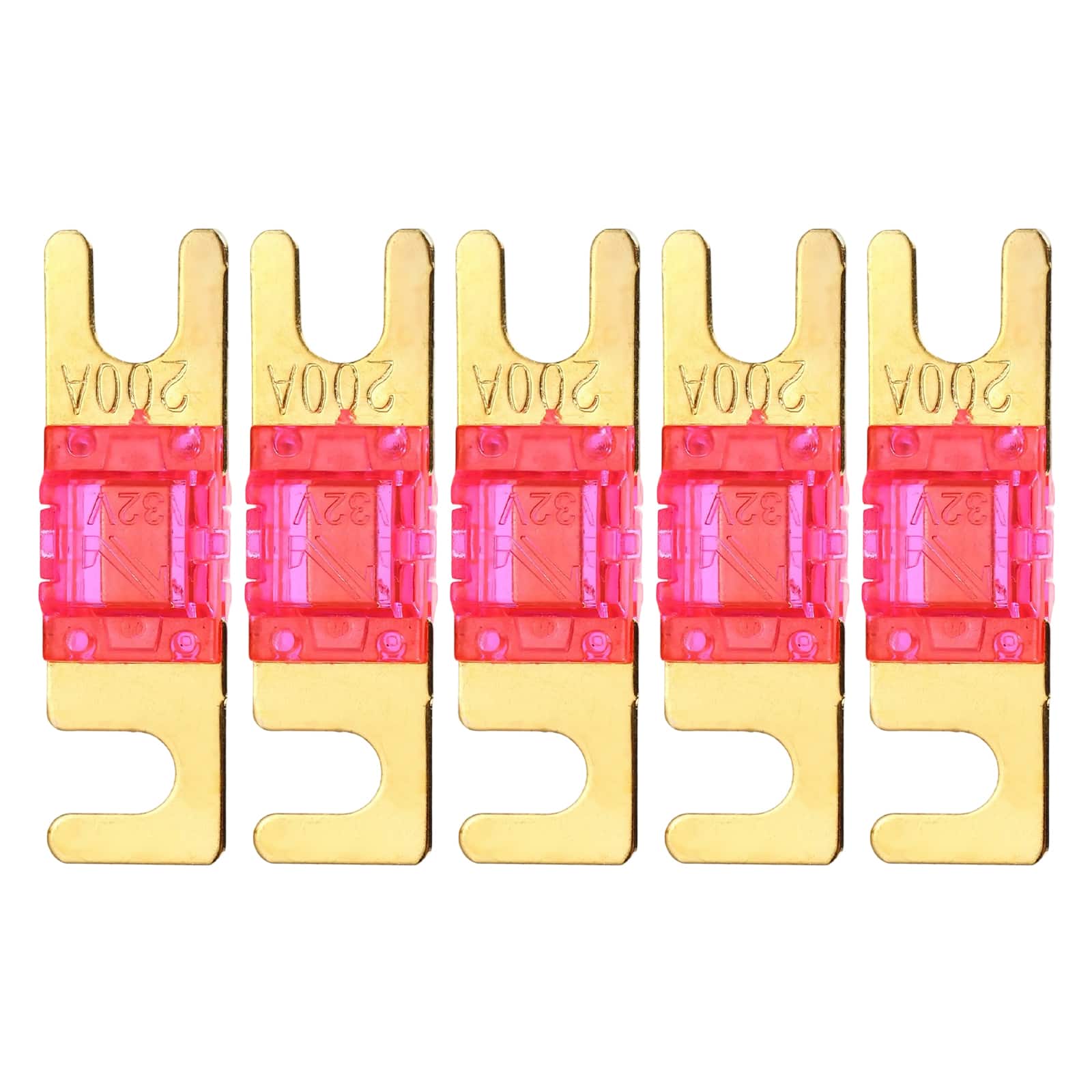 Unique Bargains - 5pcs 200A 32V Mini ANL Fuse Blade Type for Automotive Marine Audio Video System Electrical Protection - Pink