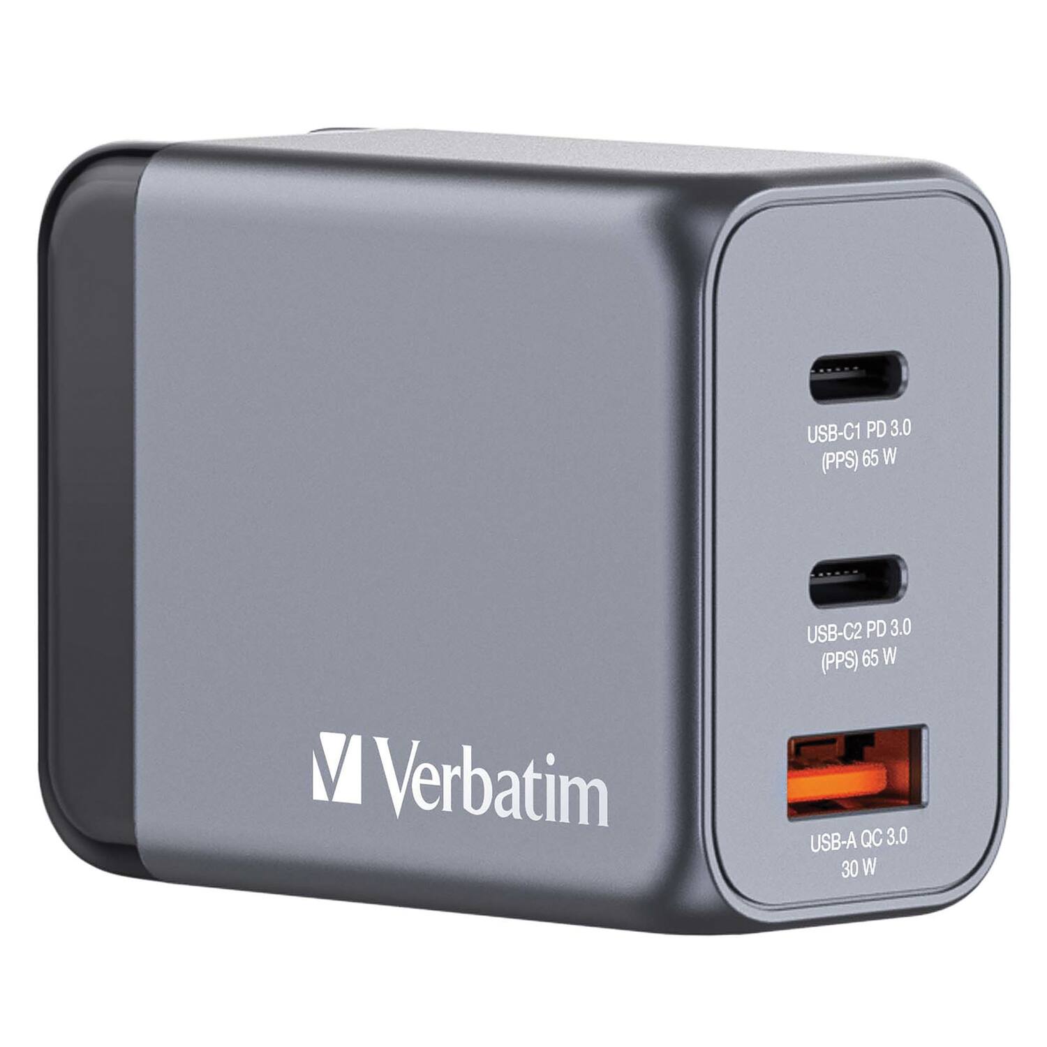 USB-C1 PD 3.0 (PPS) 65 W  
Verbatim USB-C2 PD 3.0 (PPS) 65 W  
USB-A QC 3.0 30 W