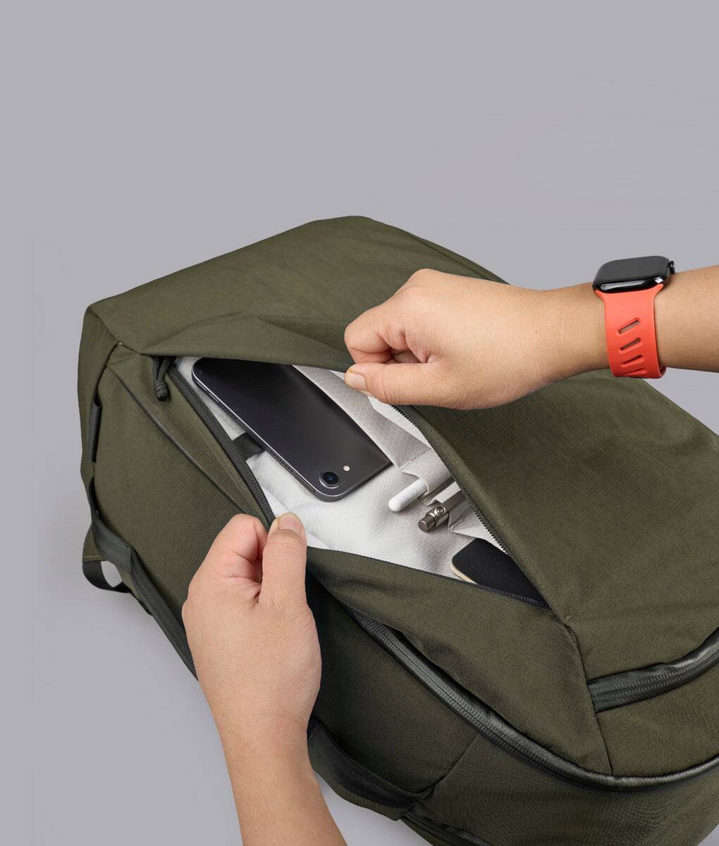 Alt View 10. ALPAKA - Traverse 38L Travel Backpack for 15.6" and 16" Laptops with Clamshell Opening - Green.