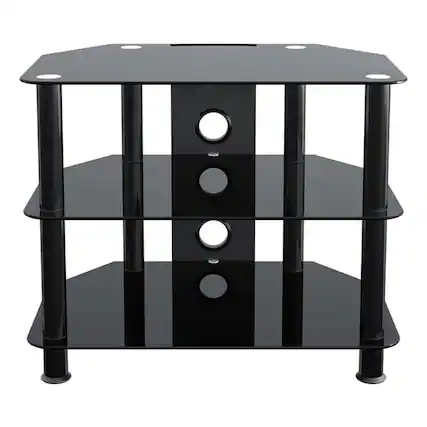 Front. AVF - Steel TV Stand with Cable Management for up to 32" TVs - Black.