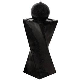 Sunnydaze - Ball Solar Water Fountain with Battery/LED Lights - 30 in - Black
