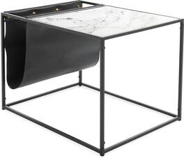Click Decor - Wilson Magazine Storage End Table, Marble Print - White Marble Print