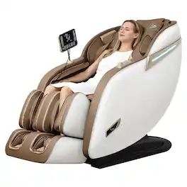 MassaMax - MD906 3D SL Track Smart Massage Chair with Voice Control, AI Body Scan, Zero Gravity,Heat Function - Beige