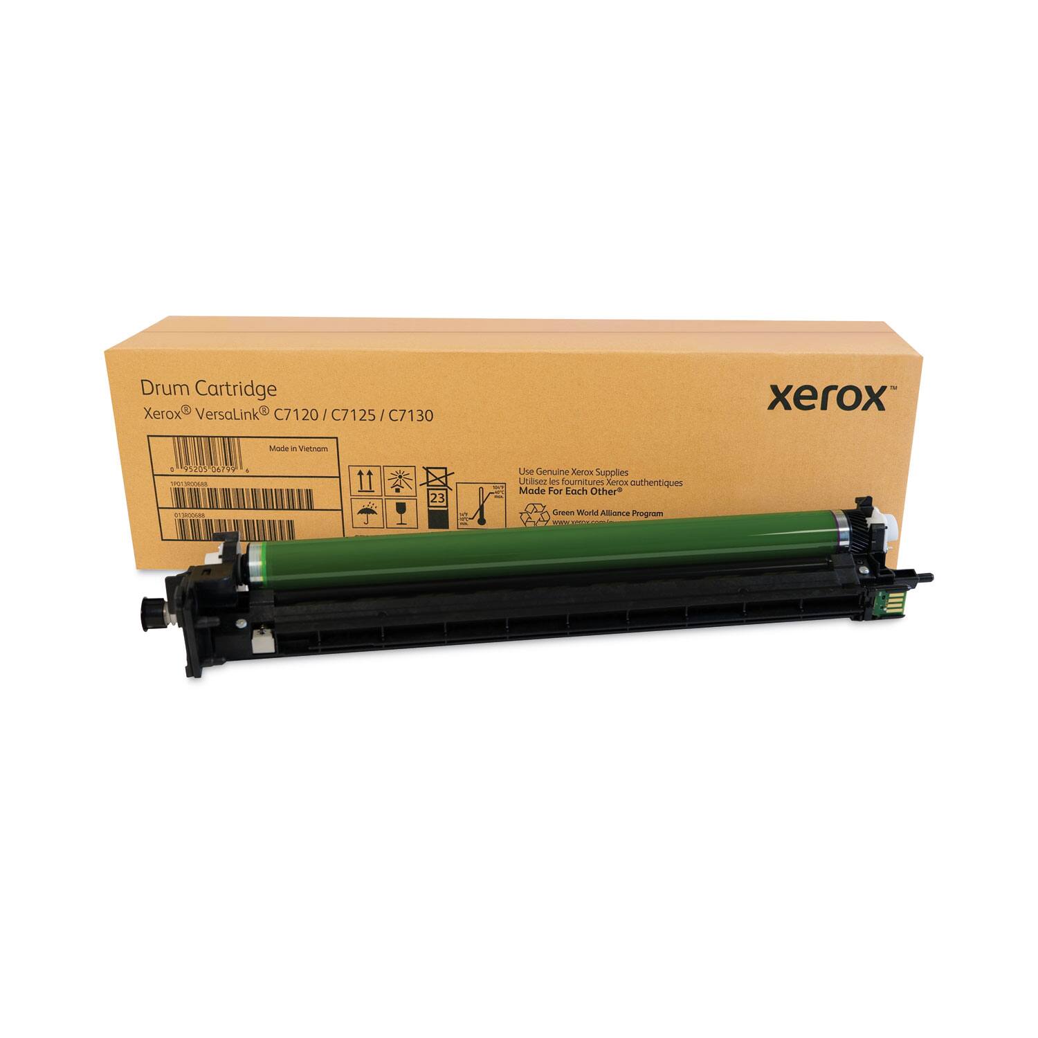 Drum Cartridge  
Xerox® VersaLink® C7120 / C7125 / C7130  
Made in Vietnam  

Use Genuine Xerox Supplies  
Utilisez les fournitures Xerox authentiques  
Made For Each Other®  
Green World Alliance Program  

15200 6TIT  
23  
CAO 23  
Uhse Genuine Xerox Supplies  
Genulne Xeos Supplies  
Jese les oumnitures Xerox authentigues  
Mode For tach Other Green World Alliance Program