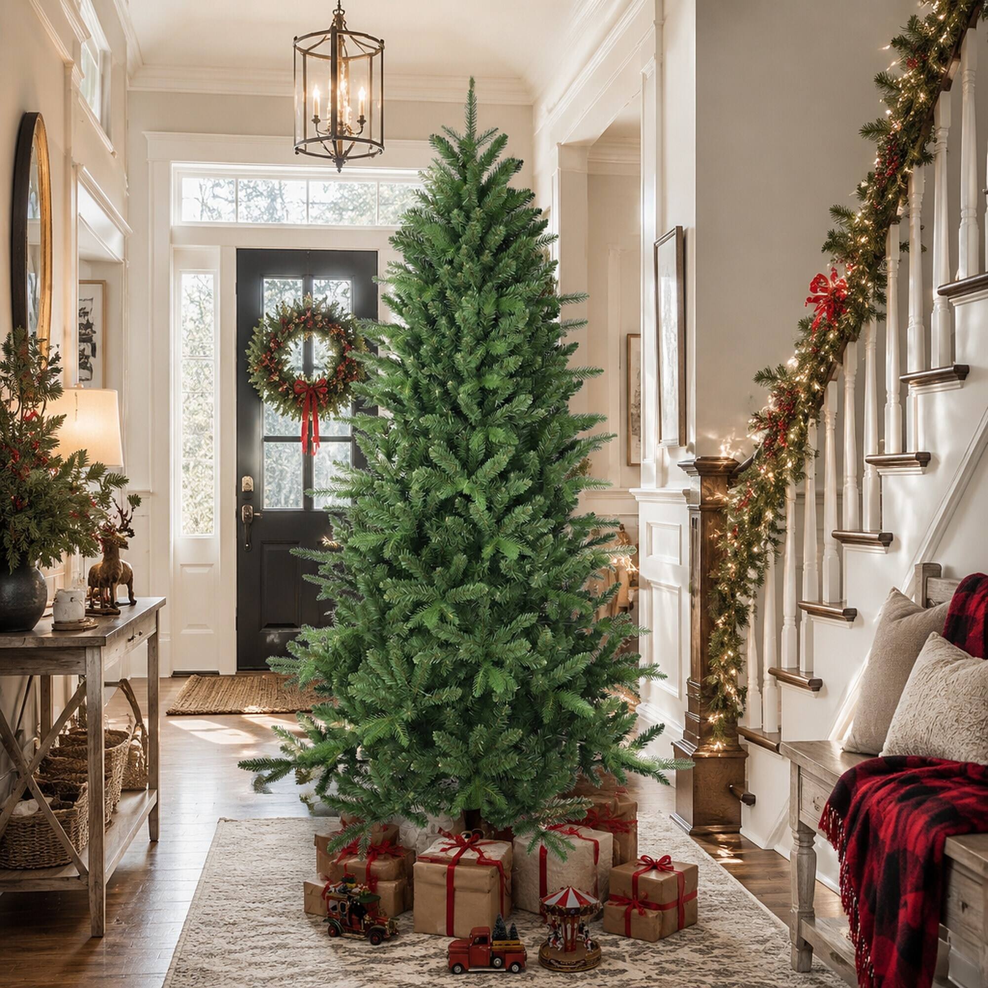 Alt View 1. RYHNUYNE - 6Ft Artificial Christmas Tree, 1168 Branch Tips Full Lush Hinged Pine Mixed Needles Easy Assembly - Green.