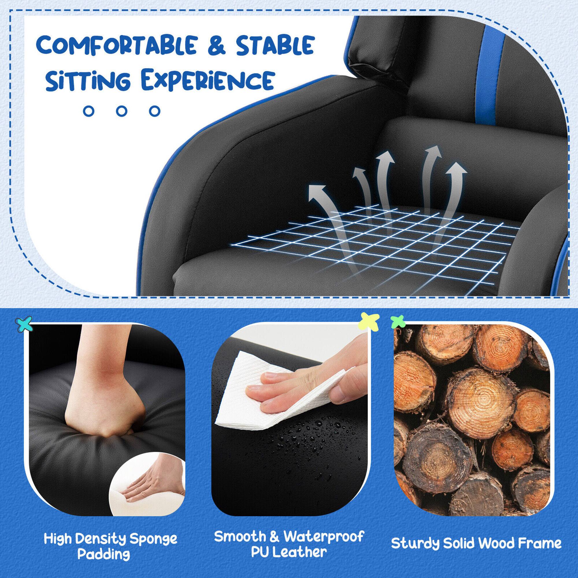 COMFORTABLE & STABLE SITTING EXPERIENCE

- High Density Sponge Padding
- Smooth & Waterproof PU Leather
- Sturdy Solid Wood Frame