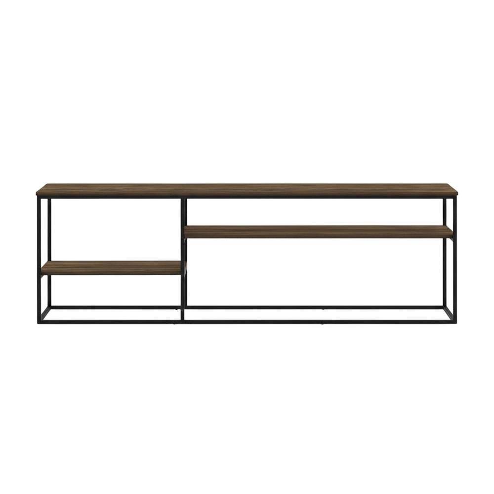 Alt View 3. FurniFact - Modern TV Stand, 78-Inch TVs in Columbia Walnut Wood Finish, Spacious Storage - Brown.