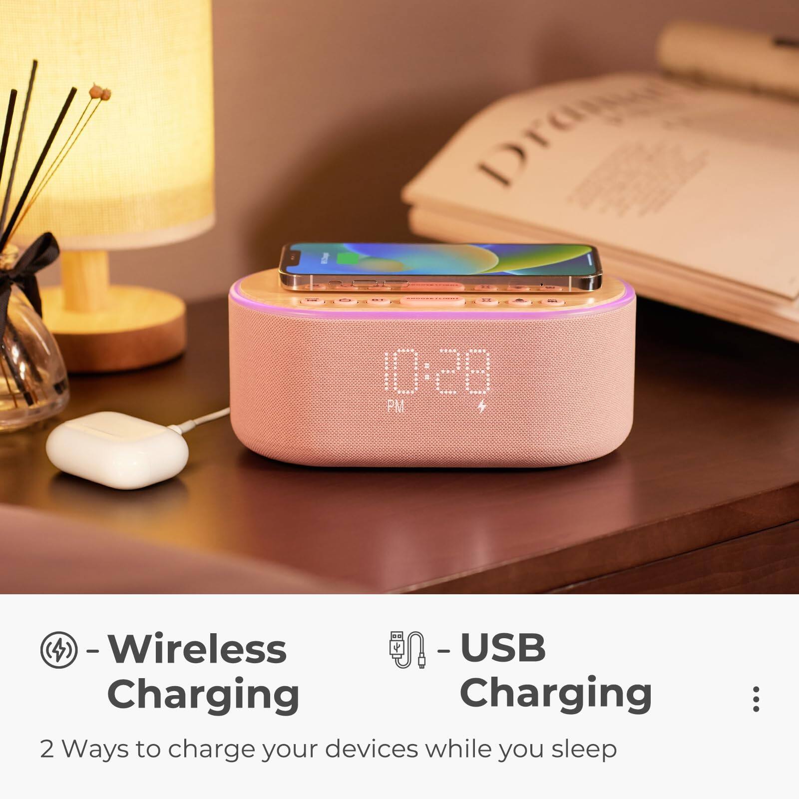 - Wireless Charging
- USB Charging

2 Ways to charge your devices while you sleep