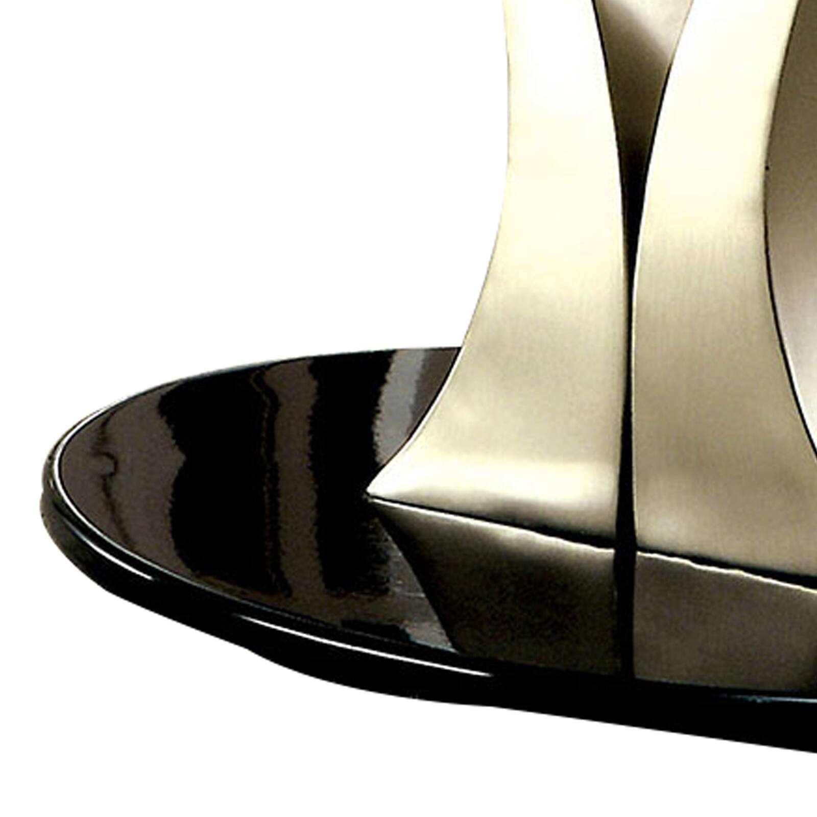 Alt View 1. Manhattan Lane - Contemporary Oval Glass Top Coffee Table with Flared Base - Silver and Black.