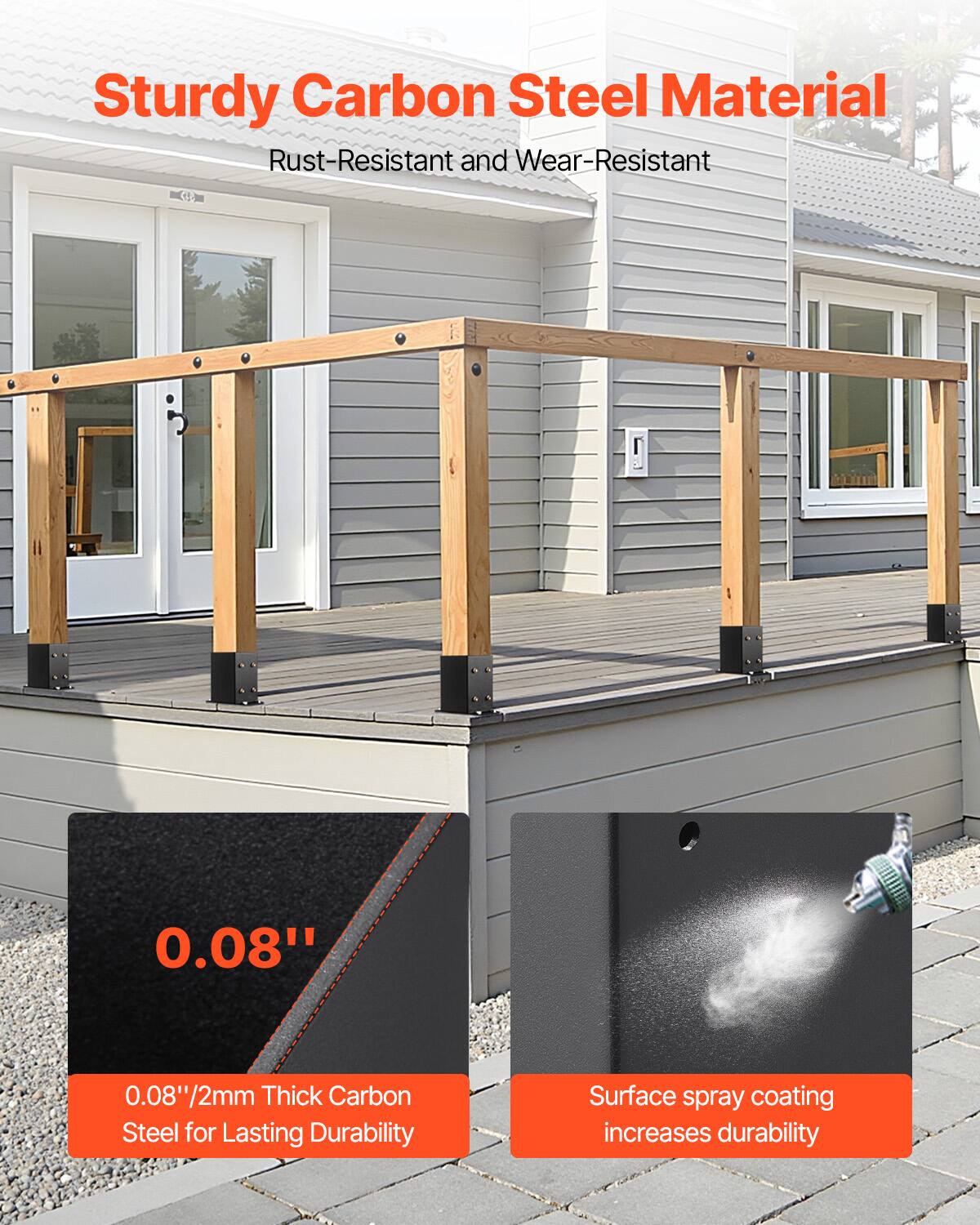 Sturdy Carbon Steel Material  
Rust-Resistant and Wear-Resistant  

0.08" / 2mm Thick Carbon Steel for Lasting Durability  

Surface spray coating increases durability