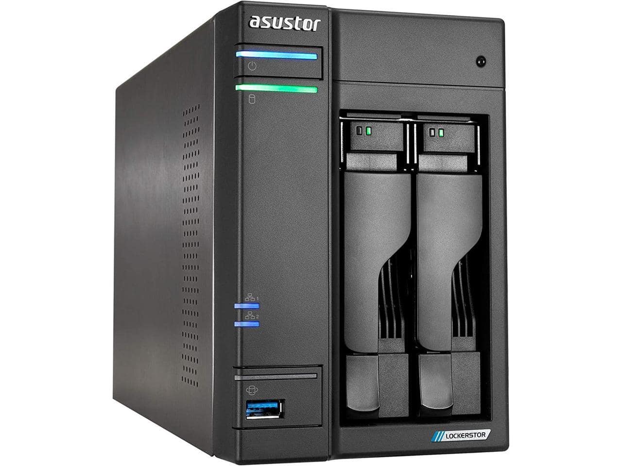 Asustor - Lockerstor 2 Gen 2 AS6702T 2-Bay NAS, 2.0GHz CPU, 2.5GbE, 4GB DDR4, 4 M.2 Slots (Diskless)
