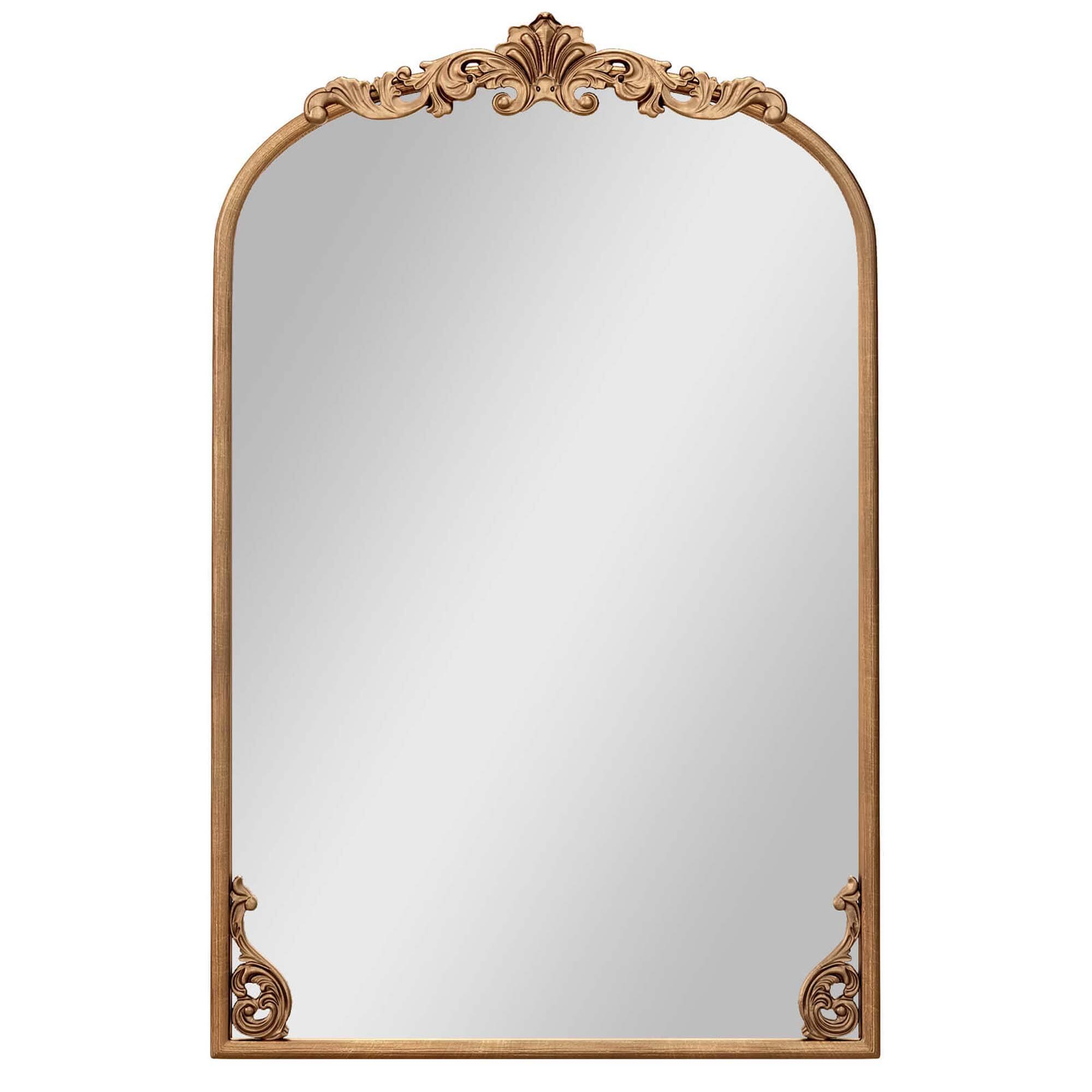Alt View 8. Costway - Costway 30" x 20" Gold Traditional Vintage Ornate Baroque Arched Mirror for Wall with Metal Frame - Gold.