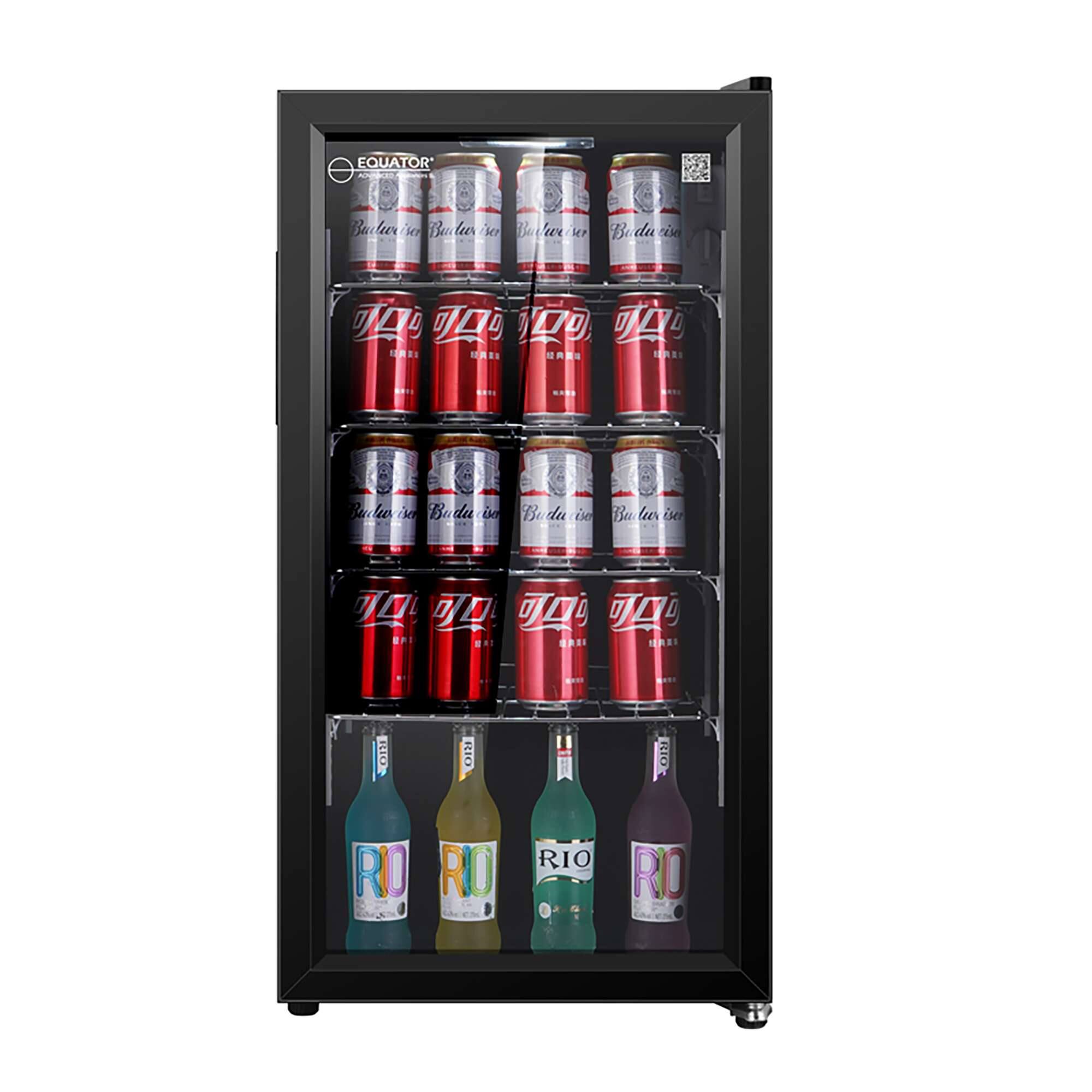 Equator - 18" 3.2 cf. 117 Cans Beverage Refrigerator Compact Mini Fridge 33.8°F - 50°F Anti UV Door 110V Compressor - Black
